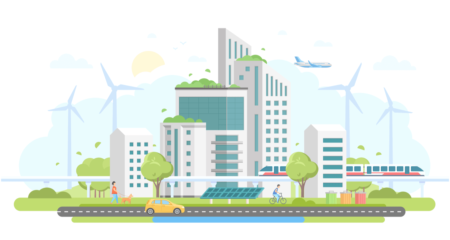 modern city using renewable energy